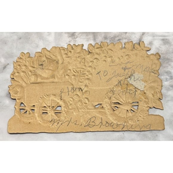 Vintage Greeting Card Constant and True Flower Automobile Art Die Cut Embossed - Picture 2 of 6